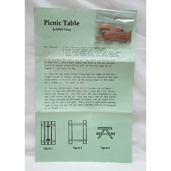 Miniature Wood Picnic Table Kit By Debbie Young - Picture 2 of 3